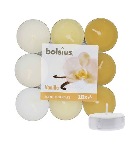 Bolsius Scented Tealights Vanilla 4h čajová sviečka 18 ks