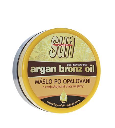 Vivace SUN Argan Bronz Oil rozjasňujúci maslo po opaľovaní s bio arganovým olejom a zlatými glitrami 200 ml