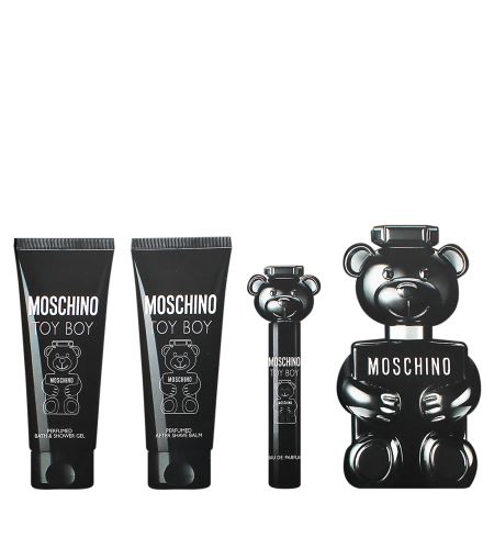 Moschino Toy Boy Darčeková sada pre mužov parfémovaná voda 100 ml + balzám po holení 100 ml + sprchový gel 100 ml + parfémovaná voda 10 ml