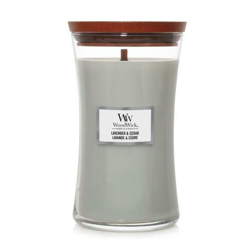 WoodWick Lavender & Cedar vonná sviečka s dreveným knôtom 609,5 g