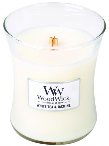 WoodWick White Tea & Jasmine vonná sviečka s dreveným knôtom 275 g