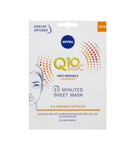 Nivea Q10 Plus C Anti-Wrinkle + Energy 10 minútová textilná pleťová maska 1 ks