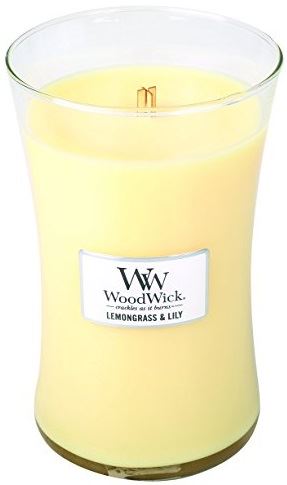 WoodWick Lemongrass & Lily vonná sviečka s dreveným knôtom 609,5 g