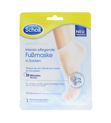 Scholl Expert Care PediMask Macadamia Oil vyživujúca maska na nohy s makadamiovým olejom 1 pár