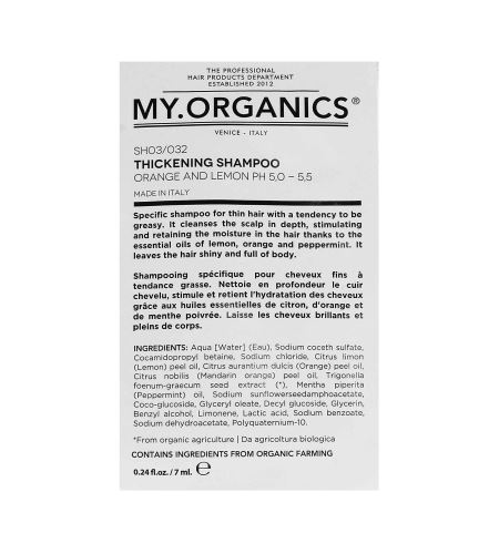 MY.ORGANICS Thickening šampón na jemné vlasy 7 ml vzorek