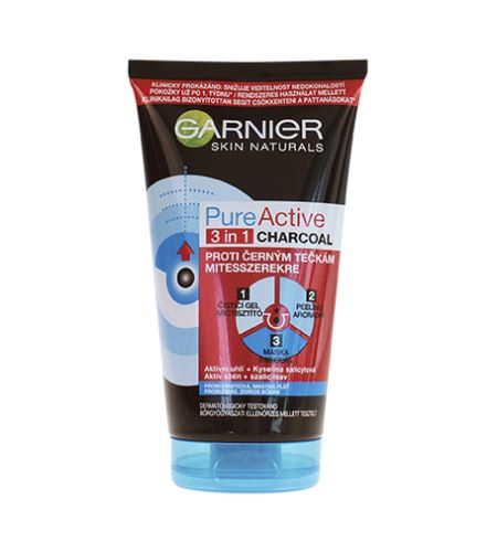 Garnier Skin Naturals Pure Active čistiaci gél peeling a maska s aktívnym uhlím 3v1 150 ml