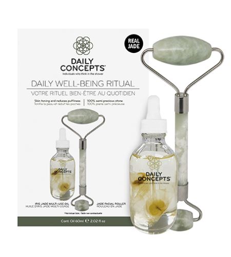 Daily Concepts Daily Well-Being Ritual darčeková sada Daily Jade Facial Roller + Iris Jade Multi-Use Oil 60 ml