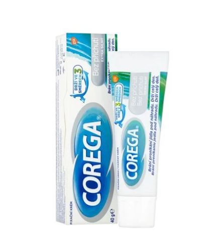 Corega Bez příchuti extra silný fixačný krém na zubné náhrady 40 g