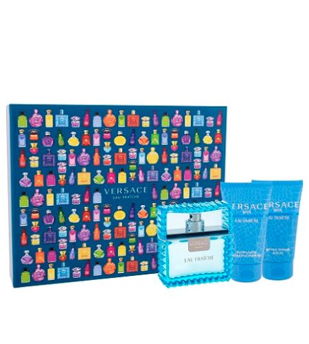 Versace Man Eau Fraiche darčeková sada pre mužov toaletná voda 50 ml + sprchový gél 50 ml + balzam po holení 50 ml