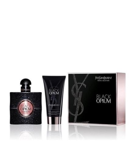 Yves Saint Laurent Black Opium parfumovaná voda Pre ženy 50 ml + telová emulzia s trblietkami 50 ml
