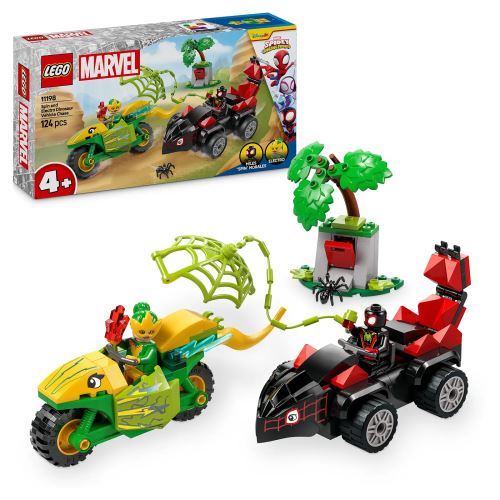 LEGO® MarvelSpidey a jeho fantastickí priatelia 11198 Spin, Electro a naháňačka s dinosaurím vozidlom