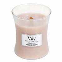 WoodWick Vanilla &amp; Sea Salt vonná sviečka s dreveným knôtom 275 g