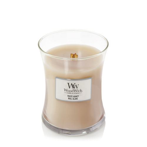 WoodWick White Honey vonná sviečka s dreveným knôtom 275 g
