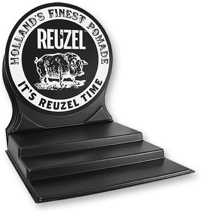 REUZEL Display Stand / Blue Neon Clock