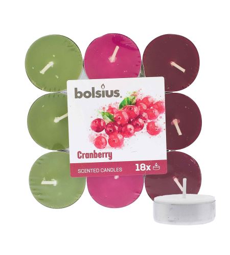 Bolsius Scented Tealights Cranberry 4h čajová sviečka 18 ks