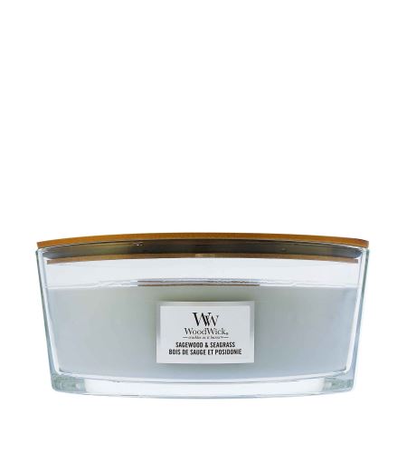 WoodWick Sagewood & Seagrass vonná sviečka s dreveným knôtom 453,6 g