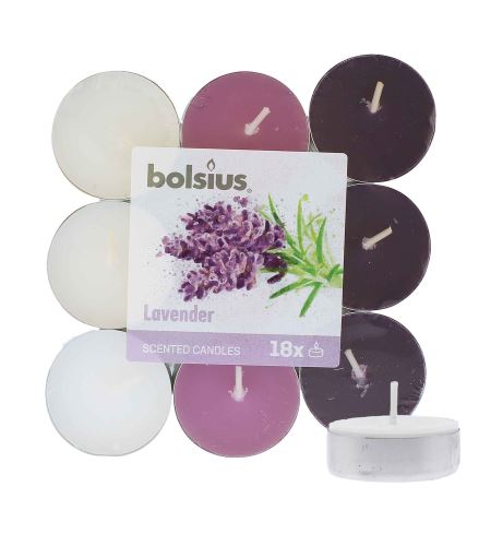 Bolsius Scented Tealights Lavender 4h čajová sviečka 18 ks